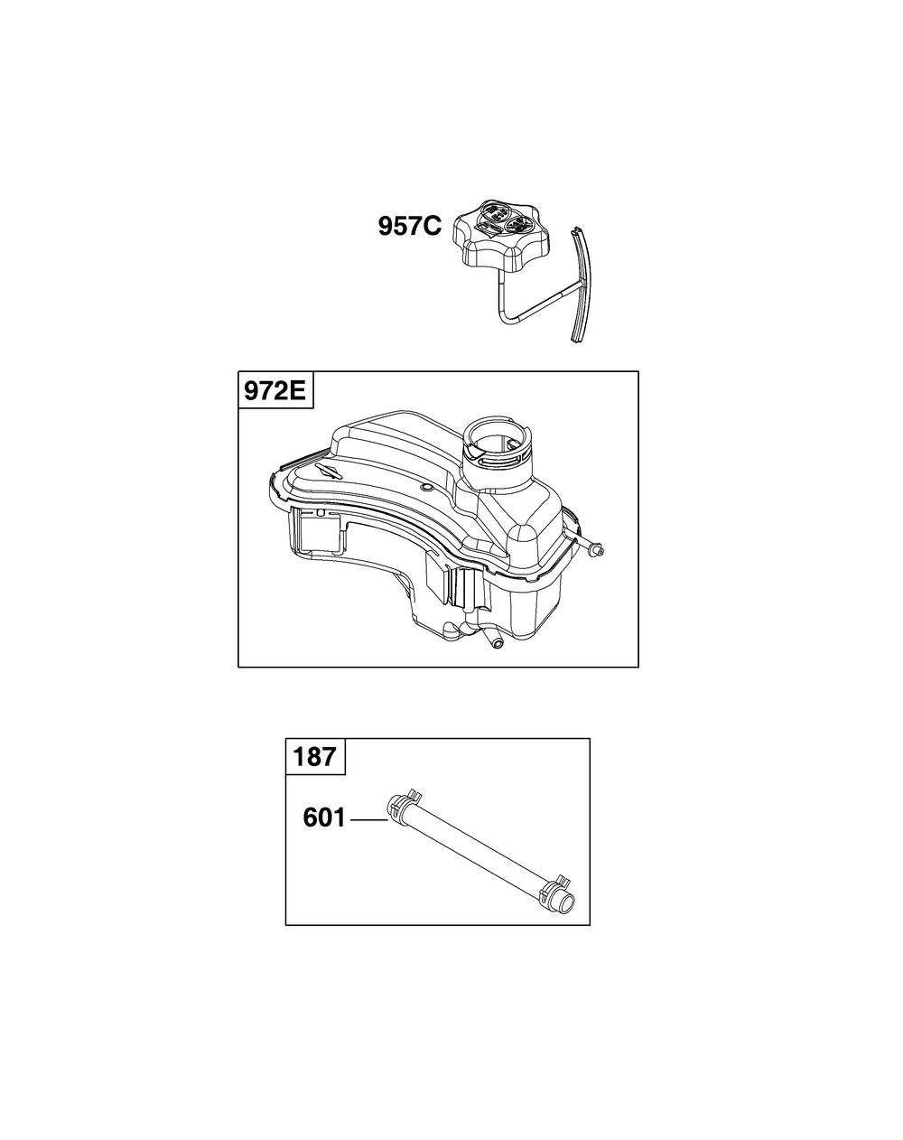 Fuel Supply Group Diagram and Parts List for 09P602-0137-F1 020000 - 09Z999 Briggs and Stratton Engine